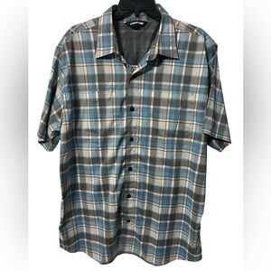 Lands' End Men's Cooling Moisture Wicking Short-Sleeve Plaid Button-Down